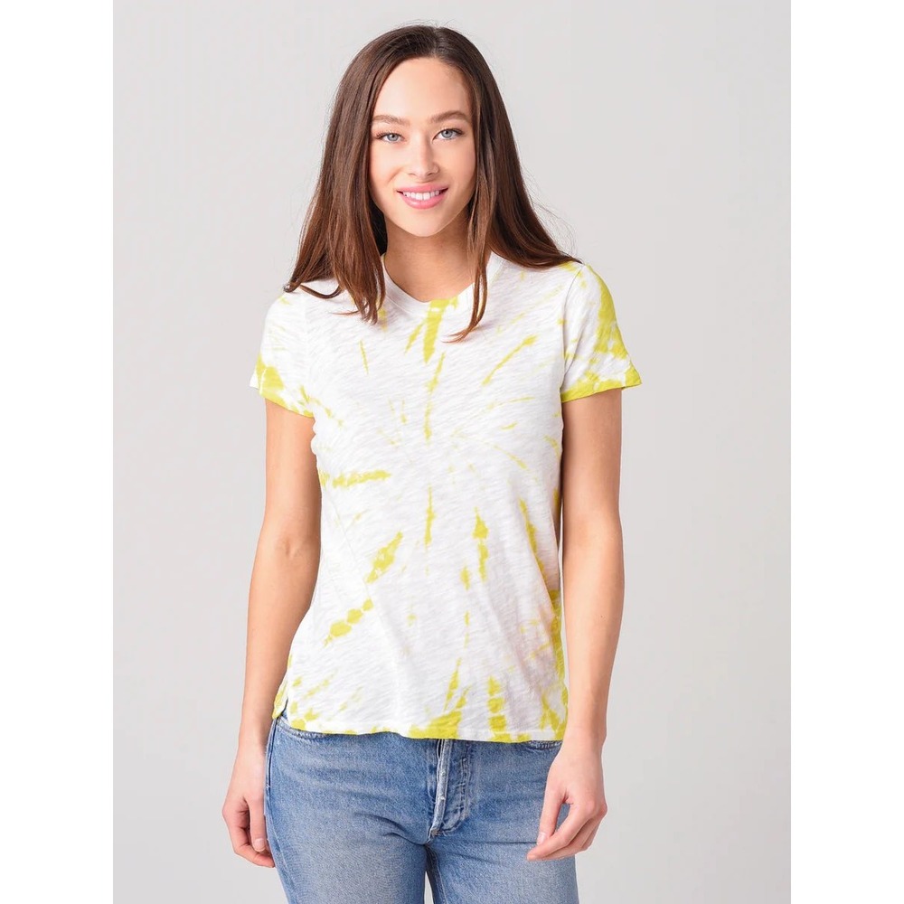 ATM Women's Slub Jersey Schoolboy Yellow Tie Dye Crew Neck Tee Size L - Picture 1 of 9